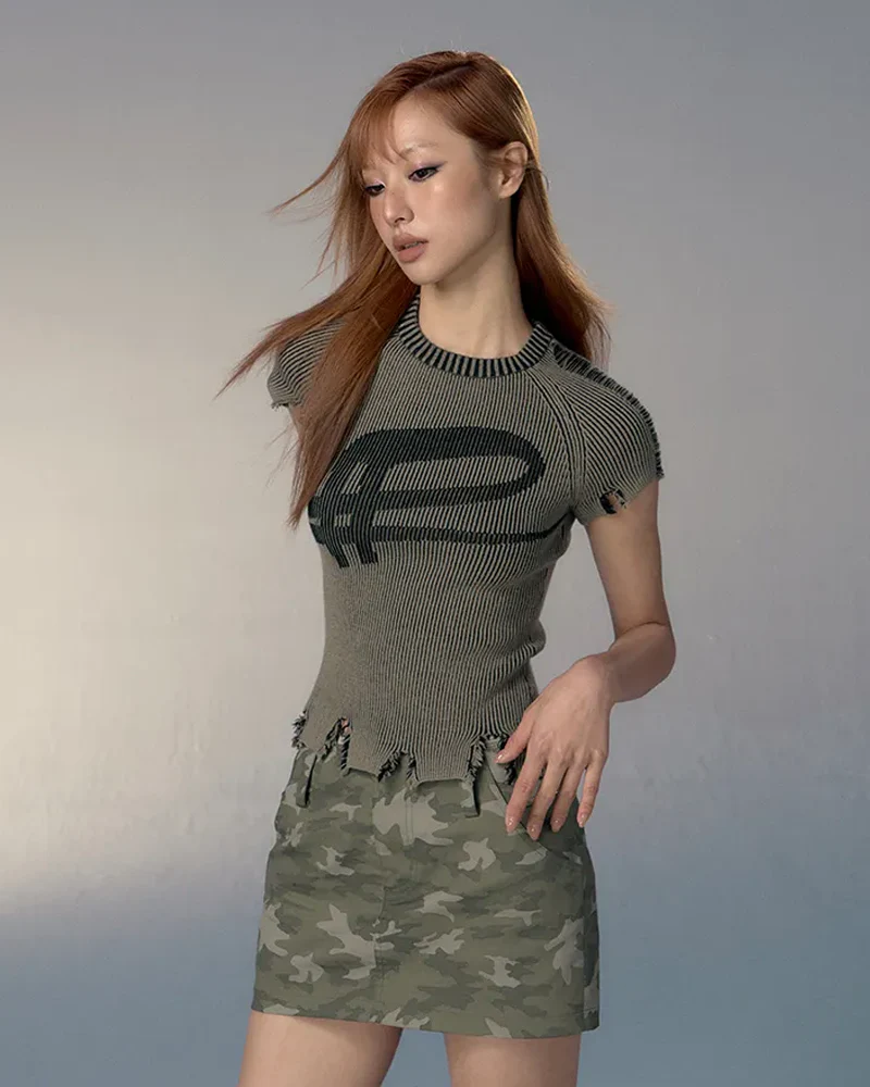 ディストレストニットトップ - Y2K WEAR