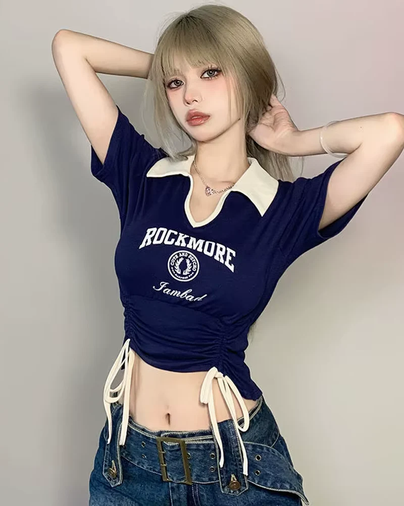 カラー付きクロップトップ - Y2K WEAR