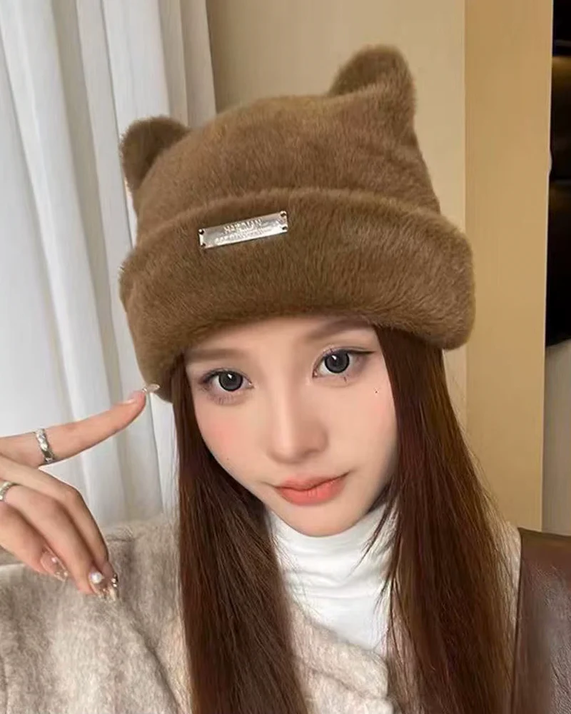 ふわふわ猫耳ビーニー - Y2K WEAR