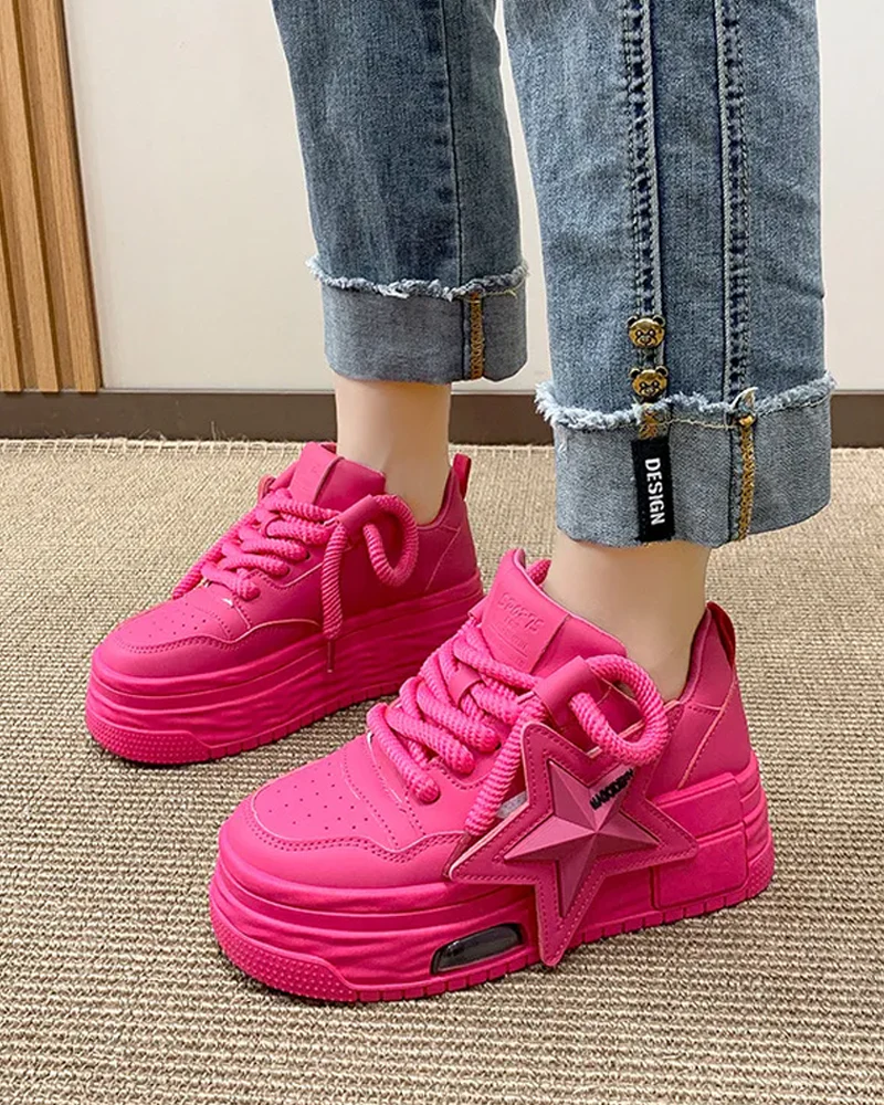 ピンク プラットフォーム スニーカー - Y2K WEAR