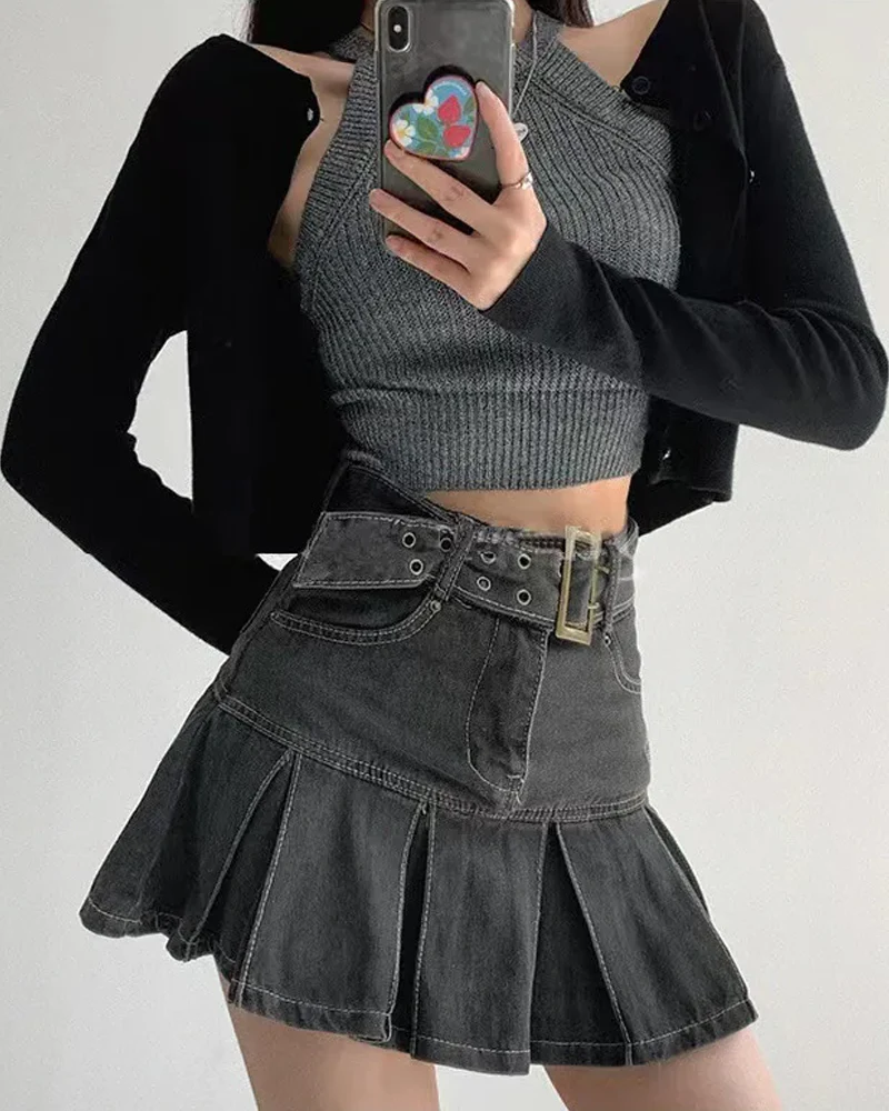 グレーデニムスカート - Y2K WEAR