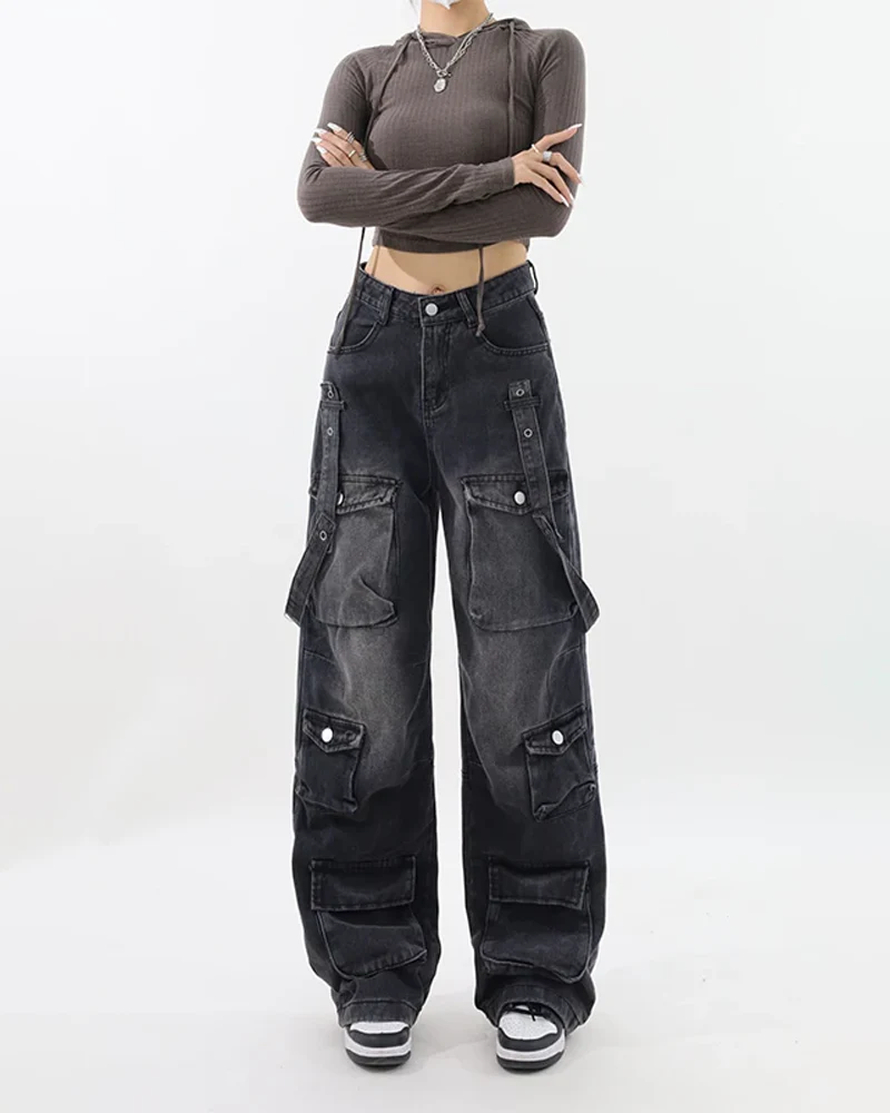 ブラックカーゴジーンズ レディース - Y2K WEAR
