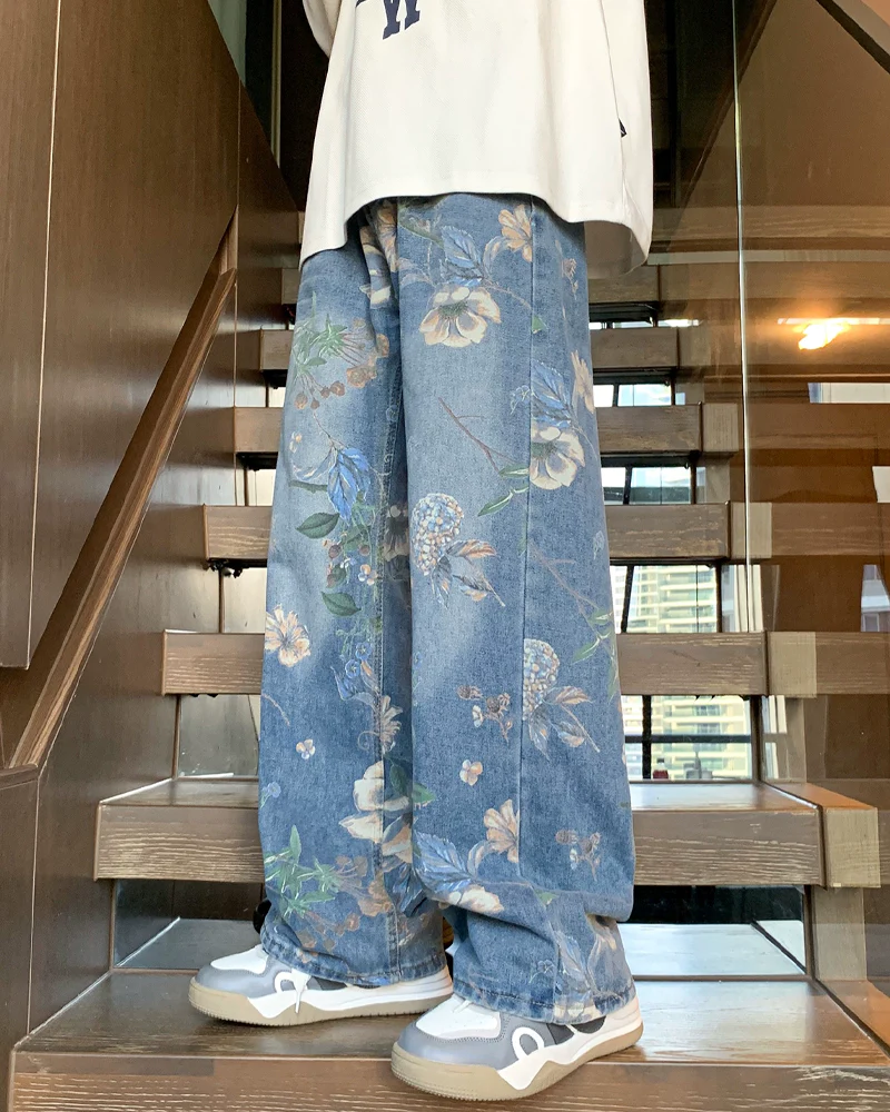 ジーンズ フローラルプリント - Y2K WEAR