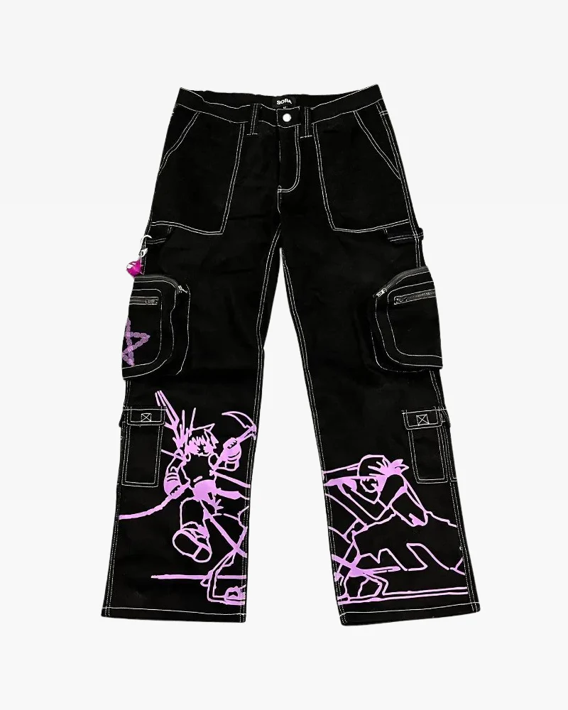 ブラックアンドパープルカーゴパンツ - Y2K WEAR
