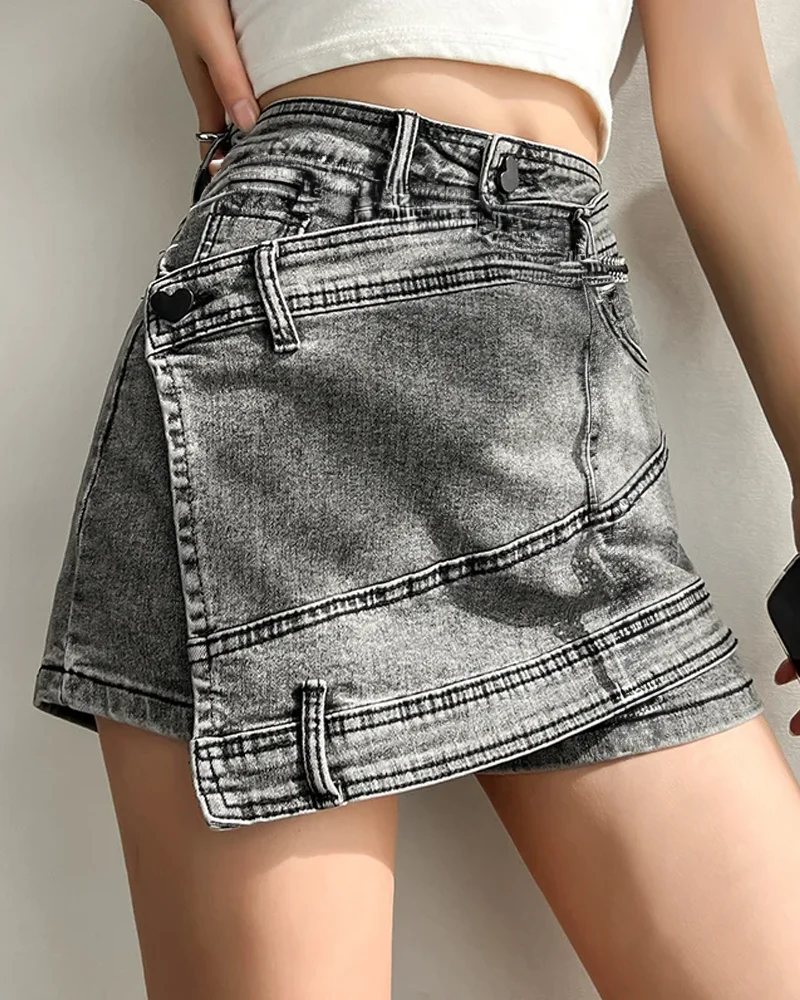 グレーデニムミニスカート - Y2K WEAR