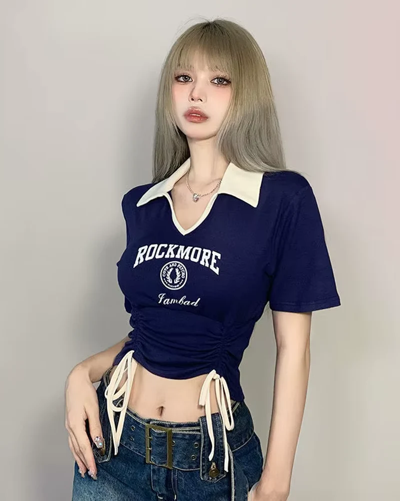 カラー付きクロップトップ - Y2K WEAR