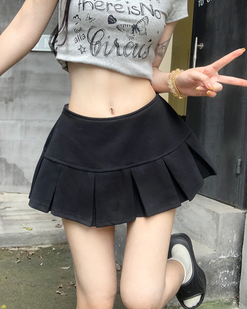 ブラックプリーツミニスカート - Y2K WEAR