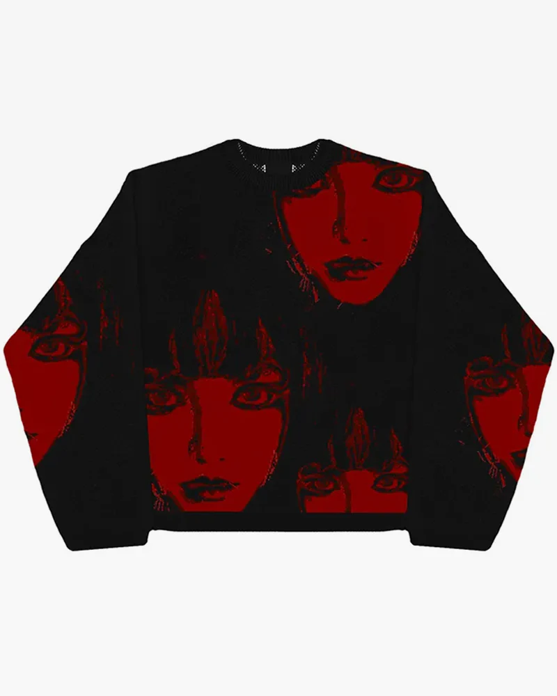 黒と赤のセーター - Y2K WEAR