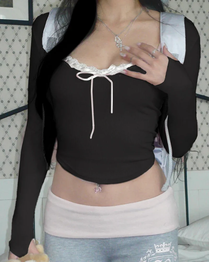 ブラックY2Kトップス - Y2K WEAR