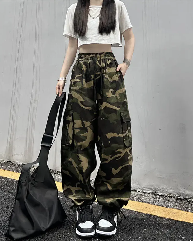 カモフラージュバギーパンツ レディース - Y2K WEAR