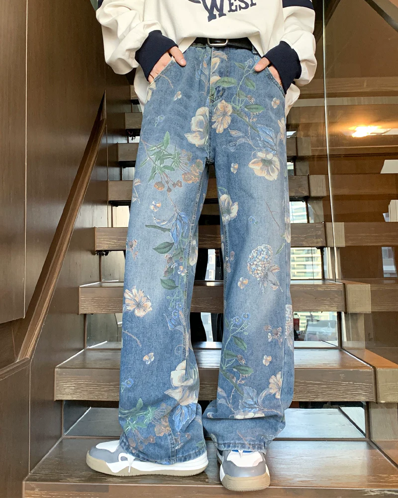 ジーンズ フローラルプリント - Y2K WEAR