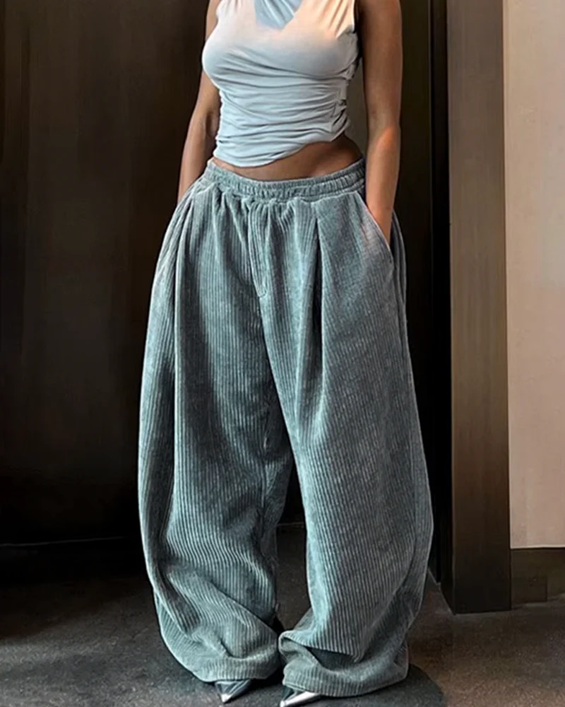 コーデュロイ レディース パンツ バギー - Y2K WEAR