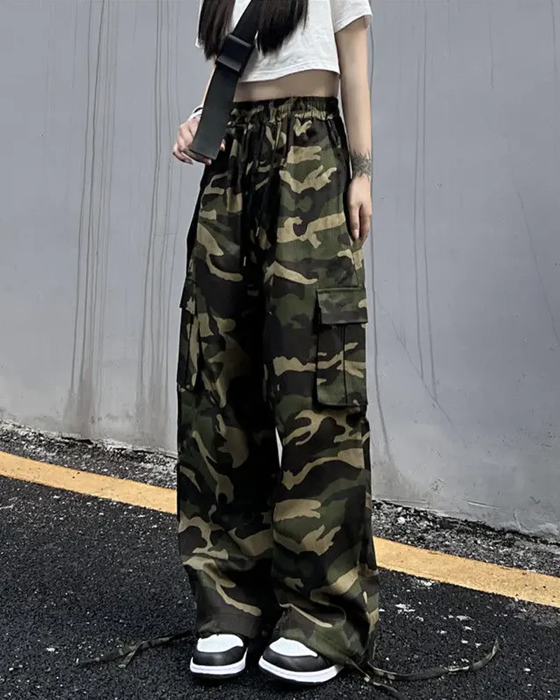 カモフラージュバギーパンツ レディース - Y2K WEAR